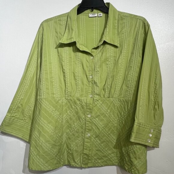 Cato Tops - CATO Woman Lime Green Blouse with Empire Waist, 3/4 sleeves, Plus Size 26/28W